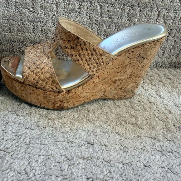 Jimmy Choo Porter Cork Wedge Sandals Size 35 (Women’s US 5) - Picture 6 of 12